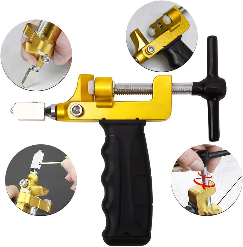 Wailicop 2 in 1 Glass Cutting Tool Kit Breaking Pliers and Glass Cutter Tungsten Hand Portable Glass knife for Ceramic, Mirror, Manual Tile Cutter Glass Breaker with 2 Bonus Tungsten blades and Screwdriver - Image 3